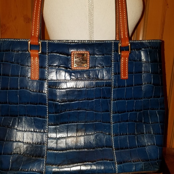 Dooney & Bourke Handbags - DOONEY BOURKE CROC BLUE LEXINGTON TOTE